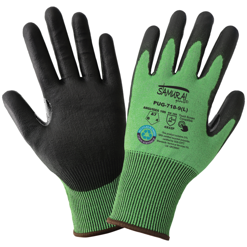 Samurai Glove® Tuffalene® UHMWPE/rPET Polyurethane Coated Cut Resistant Touch Screen Gloves