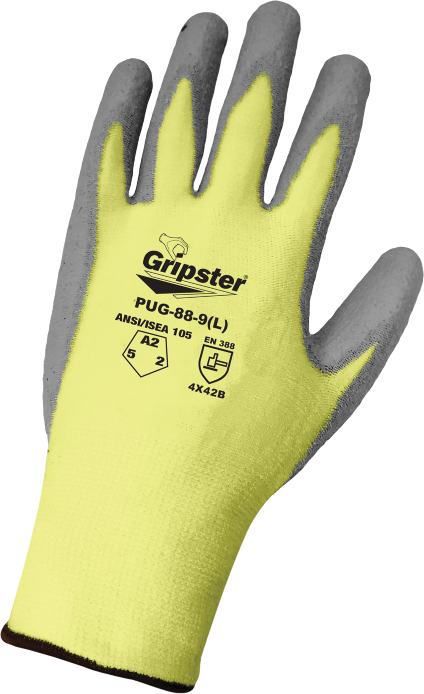 Gripster® Aramid Fiber and Spandex Blend Polyurethane Coated Palm Cut Resistant Gloves