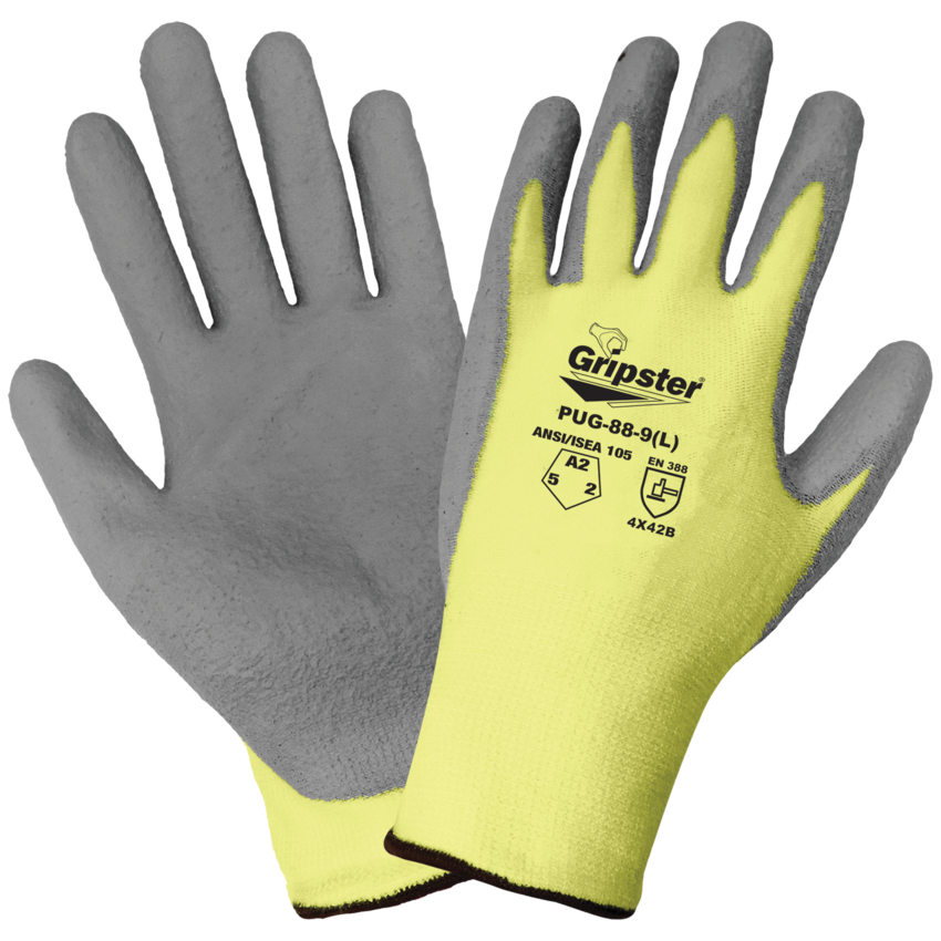 Gripster® Aramid Fiber and Spandex Blend Polyurethane Coated Palm Cut Resistant Gloves