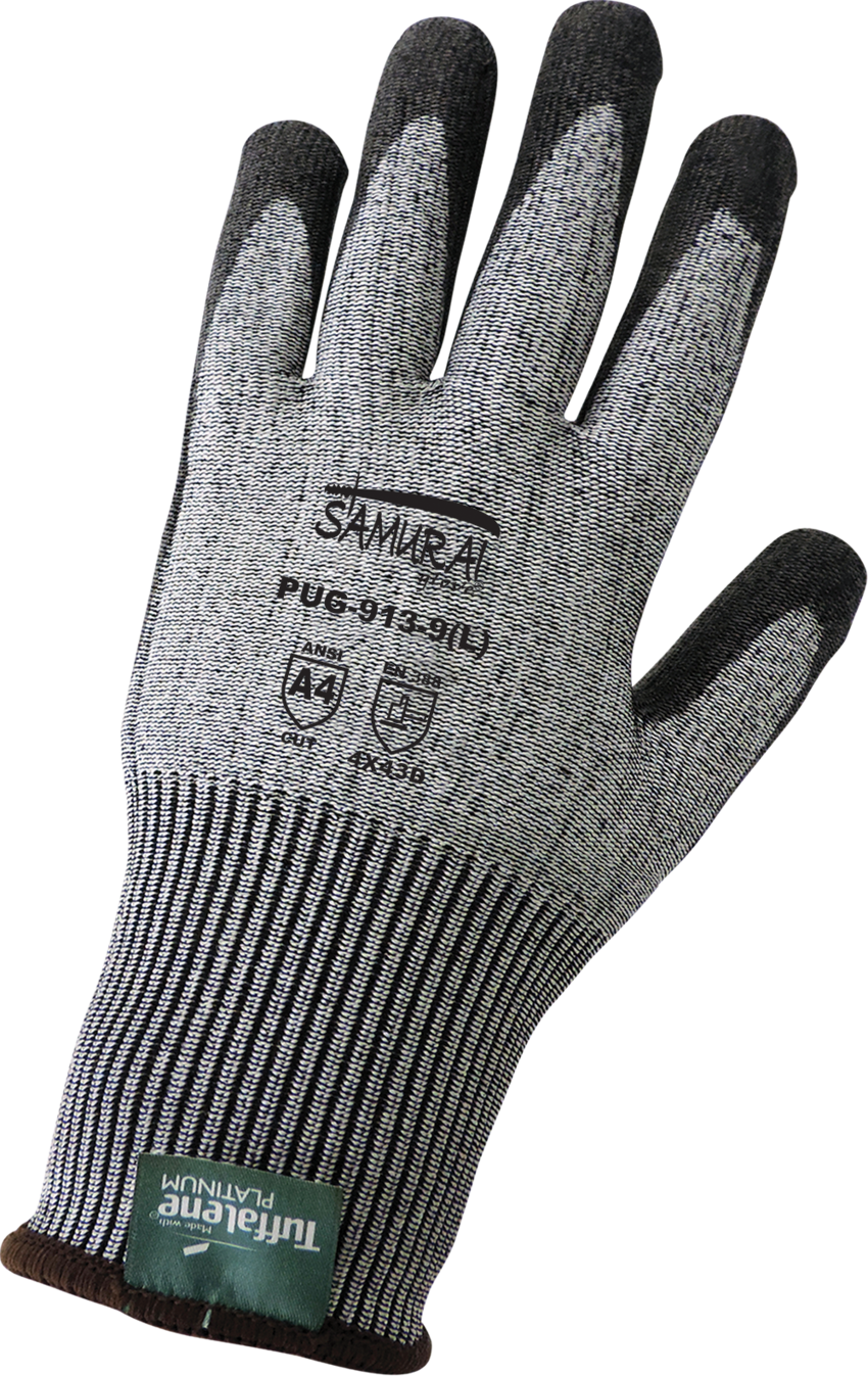 Samurai Glove® Cut Resistant, Salt-and-Pepper 13-Gauge Tuffalene® Platinum Polyurethane Coated Gloves