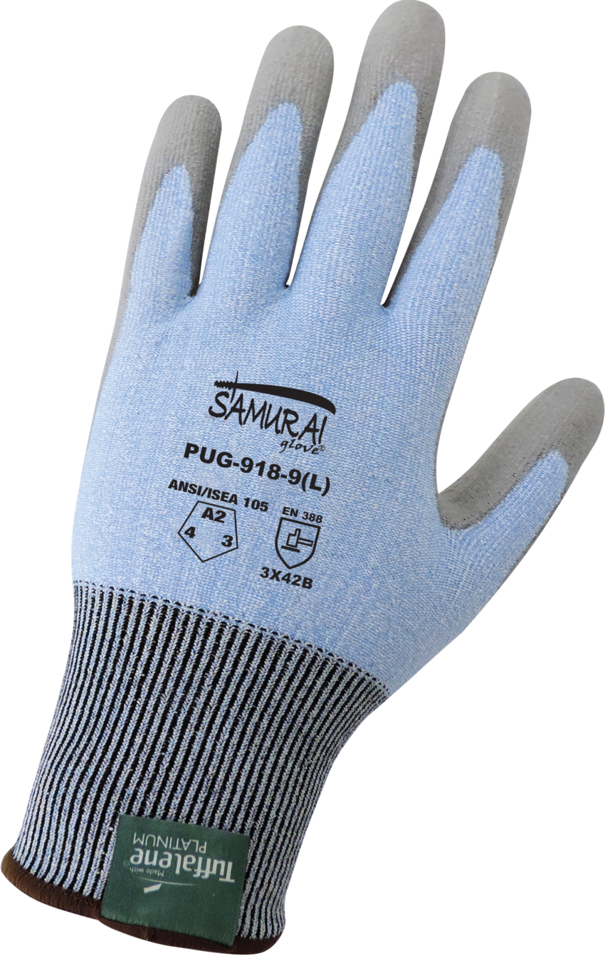 Samurai Glove® Light Blue 18-Gauge Tuffalene® Platinum Polyurethane Coated Cut, Abrasion, and Puncture Resistant Gloves