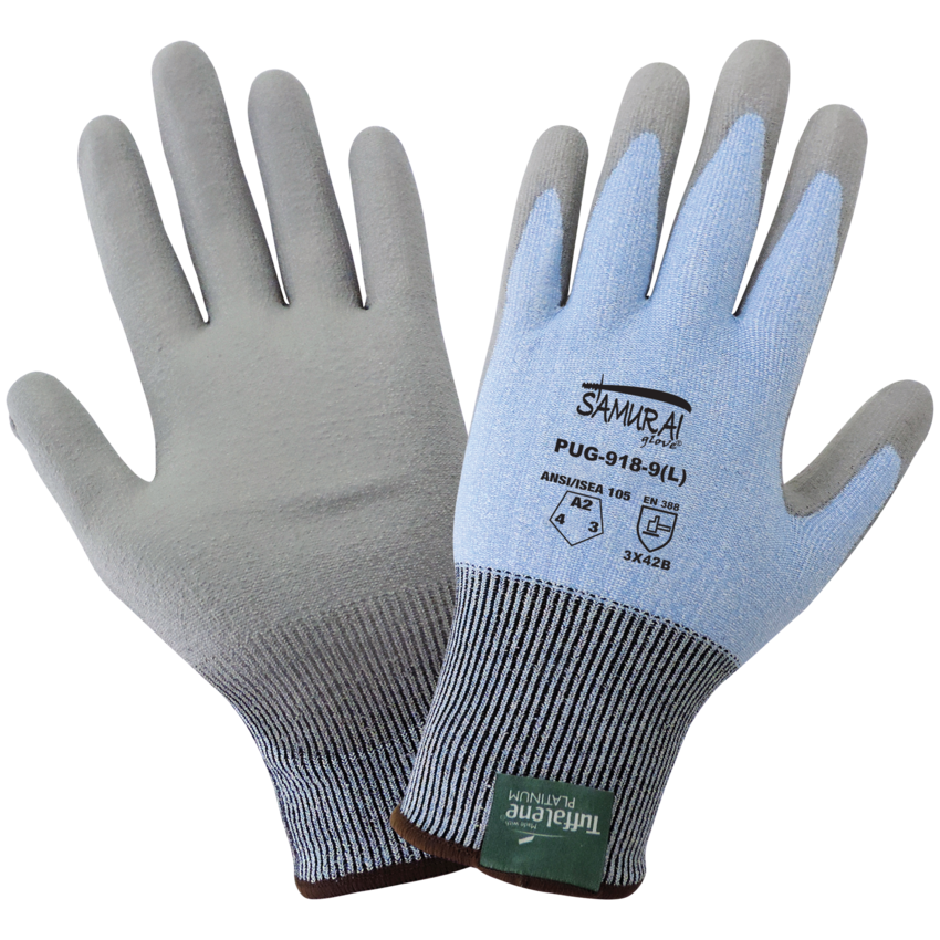 Samurai Glove® Light Blue 18-Gauge Tuffalene® Platinum Polyurethane Coated Cut, Abrasion, and Puncture Resistant Gloves