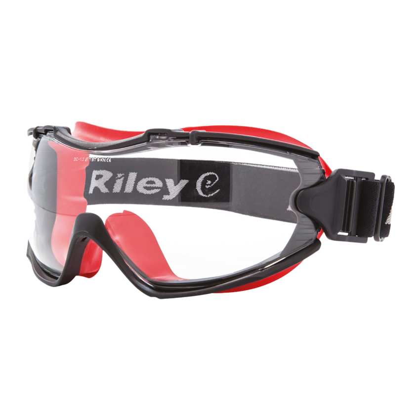 Velia&trade; Clear Performance Fog Technology Lens, Black and Red Frame Safety Goggles