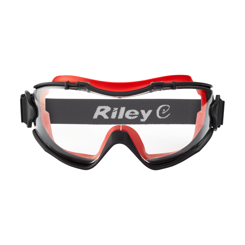 Velia&trade; Clear Performance Fog Technology Lens, Black and Red Frame Safety Goggles