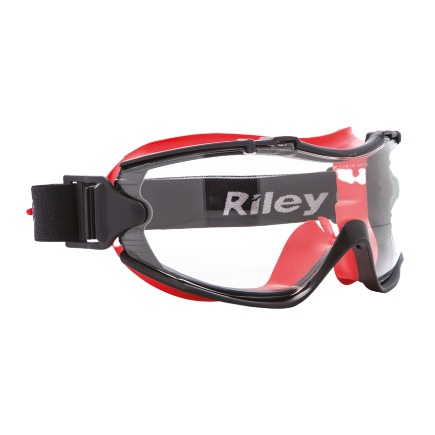 Velia&trade; Clear Performance Fog Technology Lens, Black and Red Frame Safety Goggles