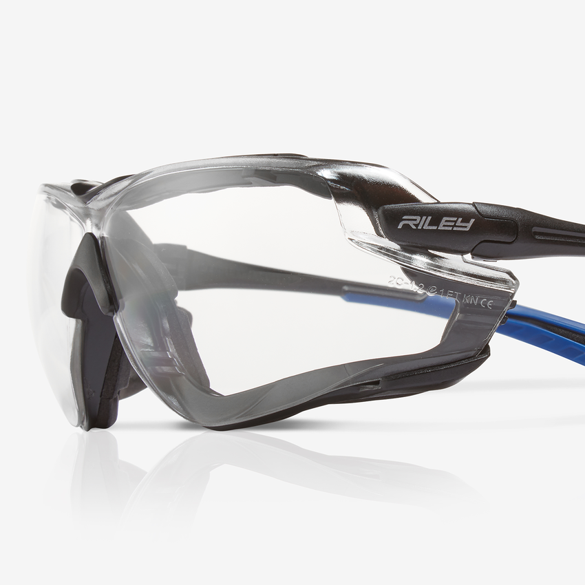 Quadro&trade; Clear Performance Fog Technology Lens, Black and Blue Frame Convertible Safety Glasses