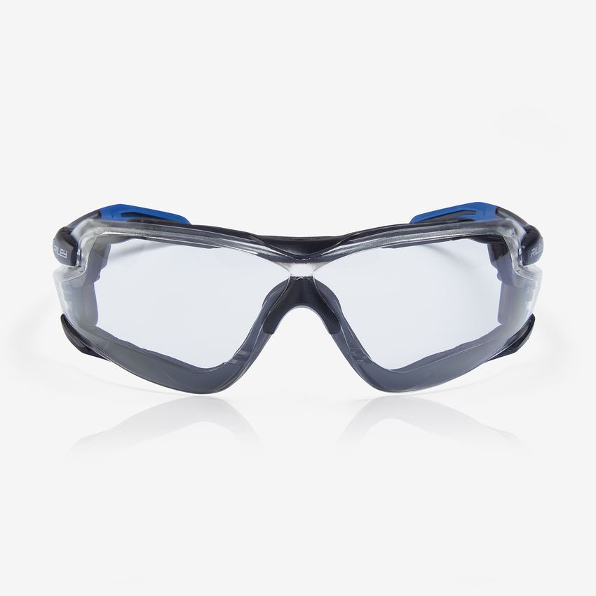 Quadro&trade; Clear Performance Fog Technology Lens, Black and Blue Frame Convertible Safety Glasses