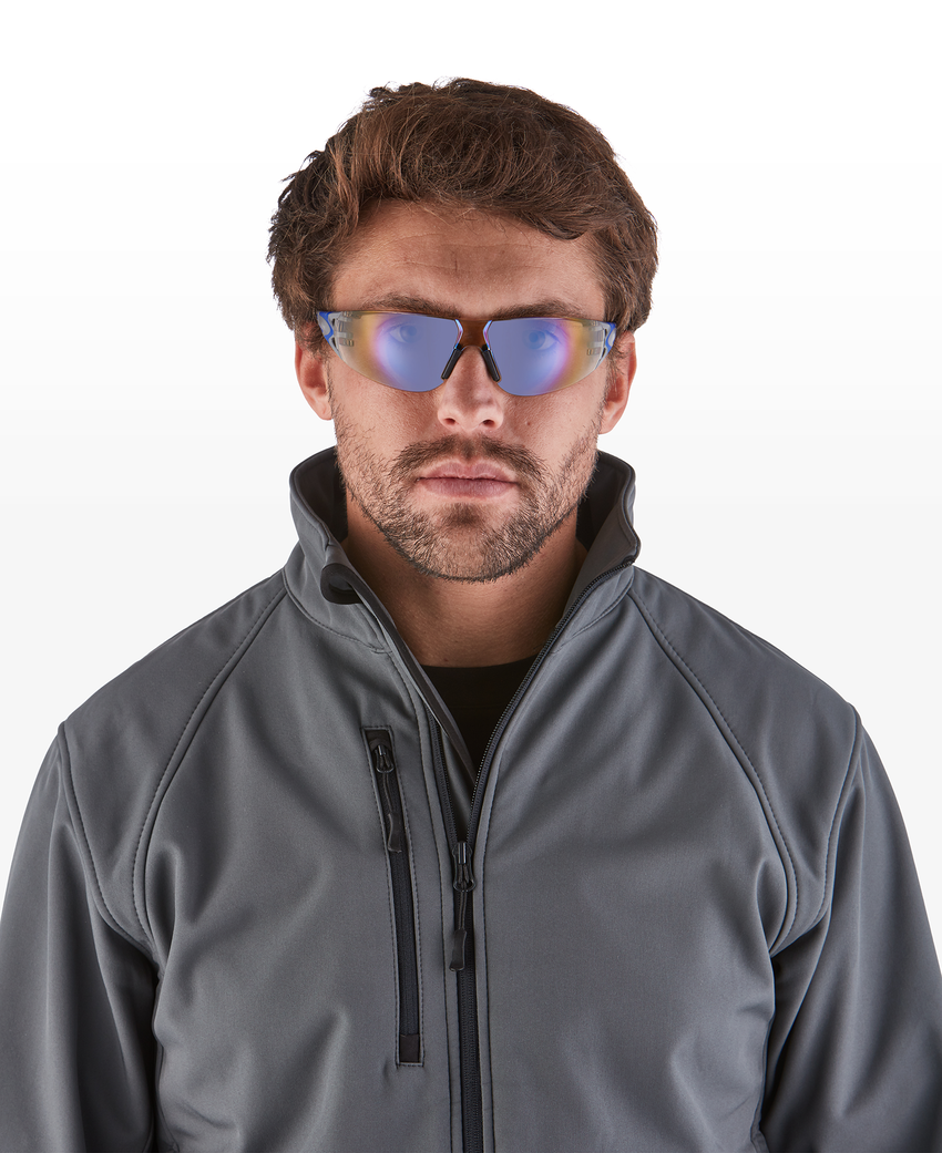 Stream Evo&trade; Twilight Anti-Fog Lens, Gray and Blue Frame Safety Glasses