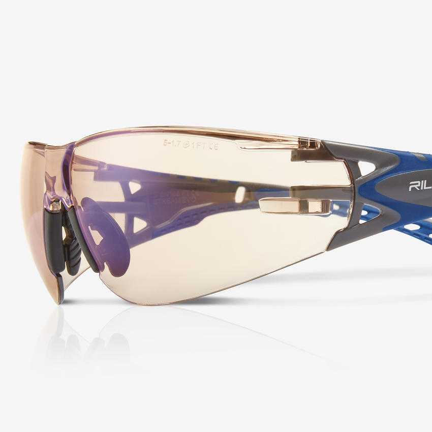 Stream Evo&trade; Twilight Lens, Gray and Blue Frame Safety Glasses