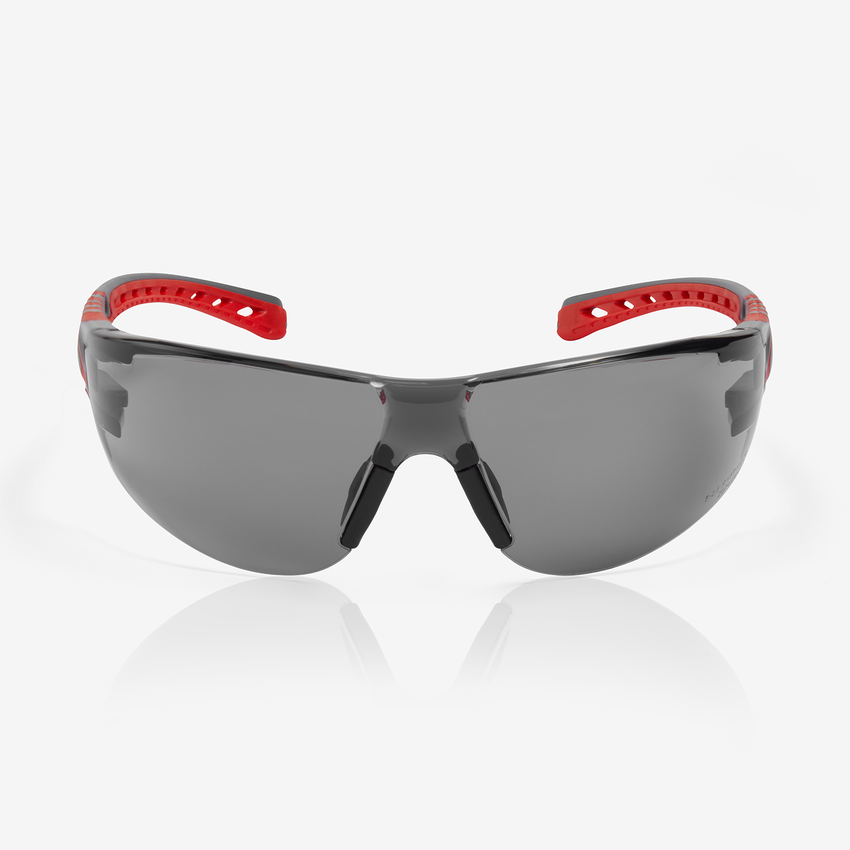 Stream Evo&trade; Small Gray Anti-Fog Lens, Gray and Red Frame Safety Glasses