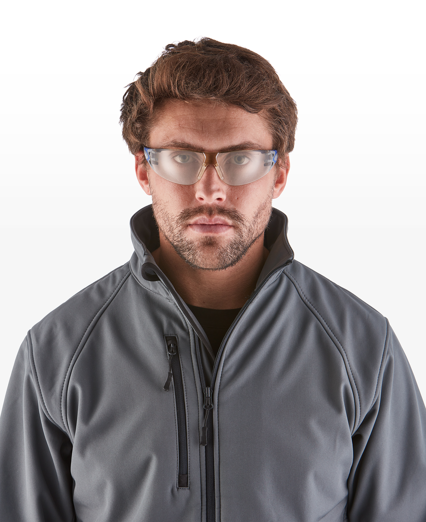 Stream Evo&trade; LED Anti-Fog Lens, Gray and Blue Frame Safety Glasses