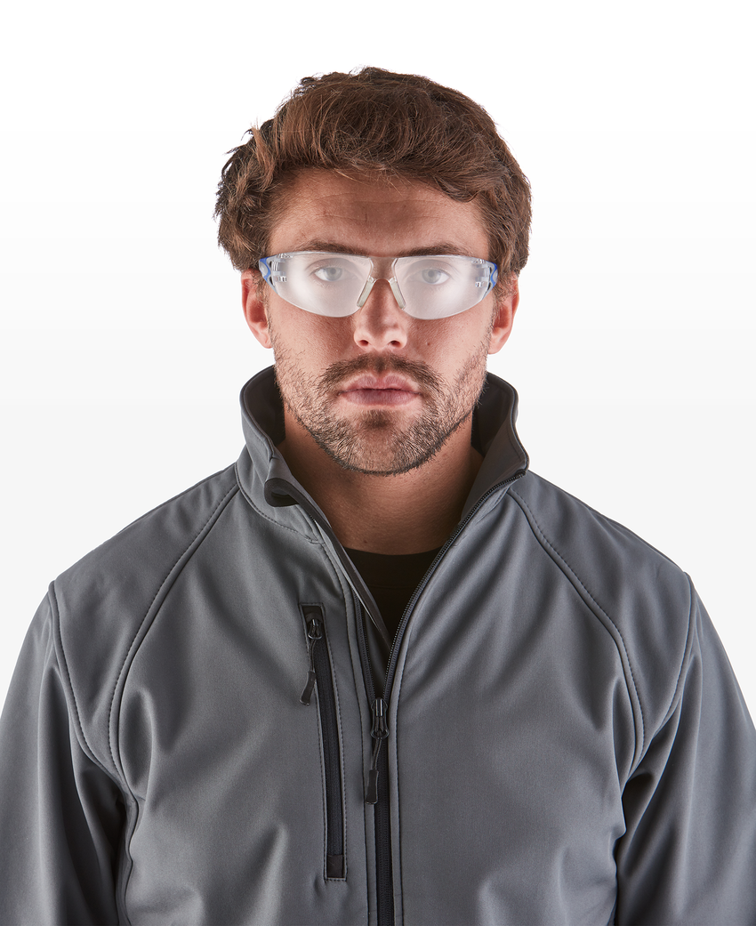 Stream Evo&trade; Eco Clear Anti-Fog Lens, Gray and Blue Frame Safety Glasses