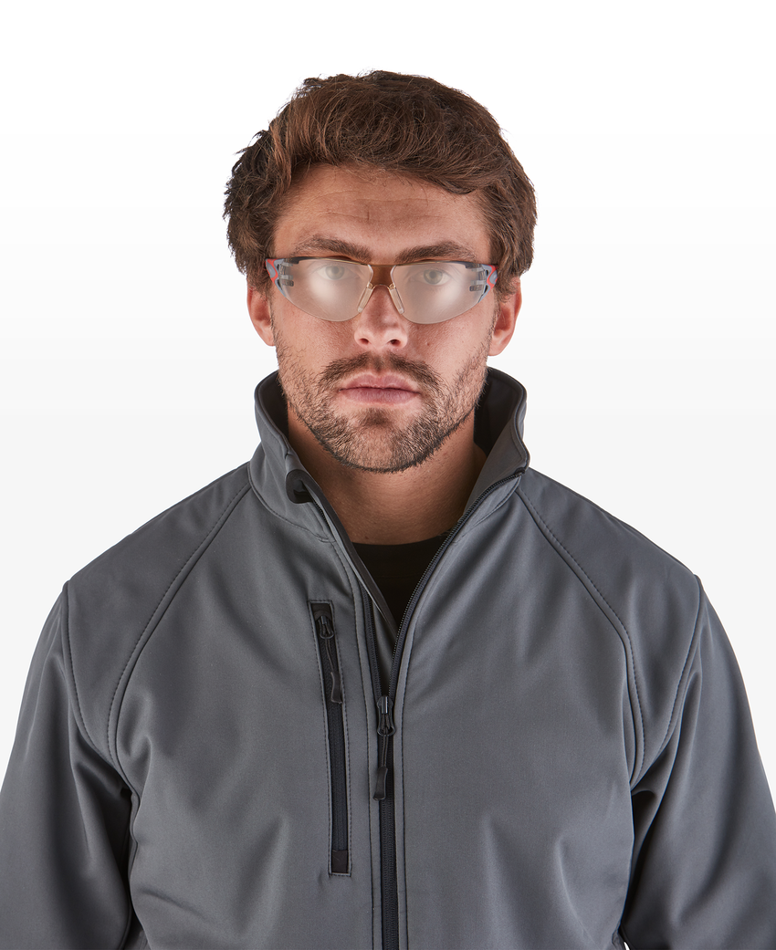 Stream Evo&trade; Small LED Anti-Fog Lens, Gray and Red Frame Safety Glasses