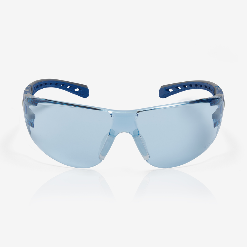 Stream Evo&trade; Small Blue Anti-Fog Lens, Gray and Blue Frame Safety Glasses