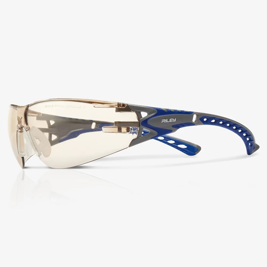 Stream Evo&trade; Eco LED Anti-Fog Lens, Gray and Blue Frame Safety Glasses