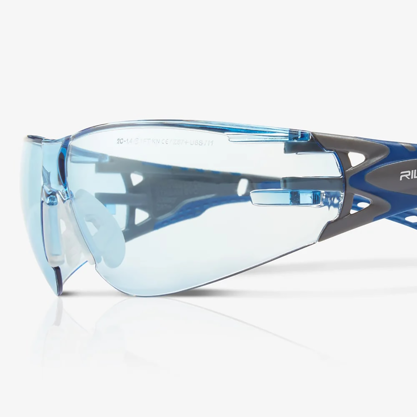 Stream Evo&trade; Eco Blue Anti-Fog Lens, Gray and Blue Frame Safety Glasses