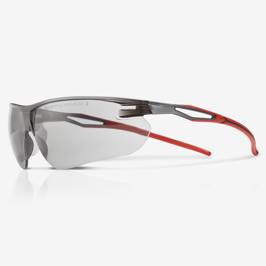 Ligera&trade; Gray Anti-Fog Lens, Gray and Red Frame Safety Glasses