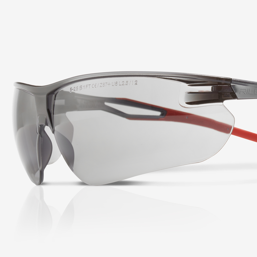 Ligera&trade; Gray Anti-Fog Lens, Gray and Red Frame Safety Glasses