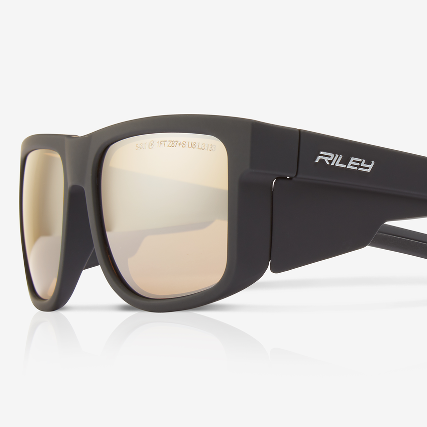 Navigator&trade; Antique Mirror Anti-Fog Lens, Matte Black Frame Safety Glasses