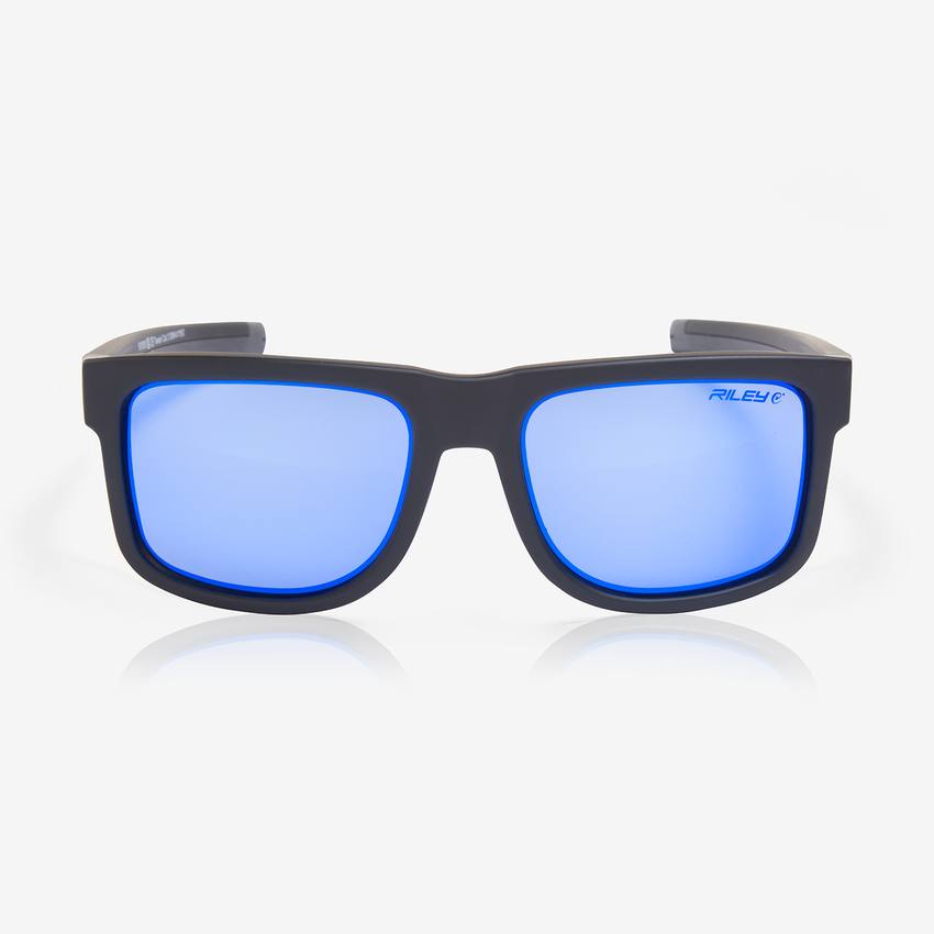 Navigator&trade; Ice Blue Mirror Anti-Fog Lens, Matte Black Frame Safety Glasses