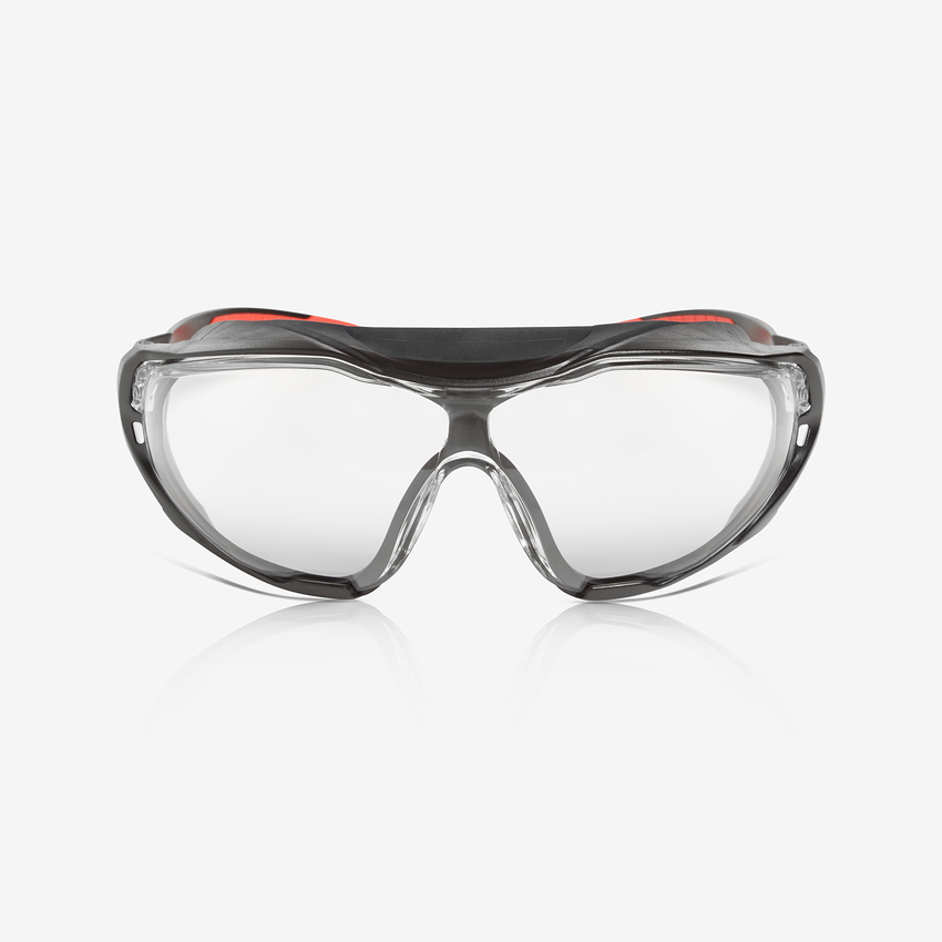Sparta Pro&trade; Clear Performance Fog Technology Lens, Black and Red Frame Safety Glasses