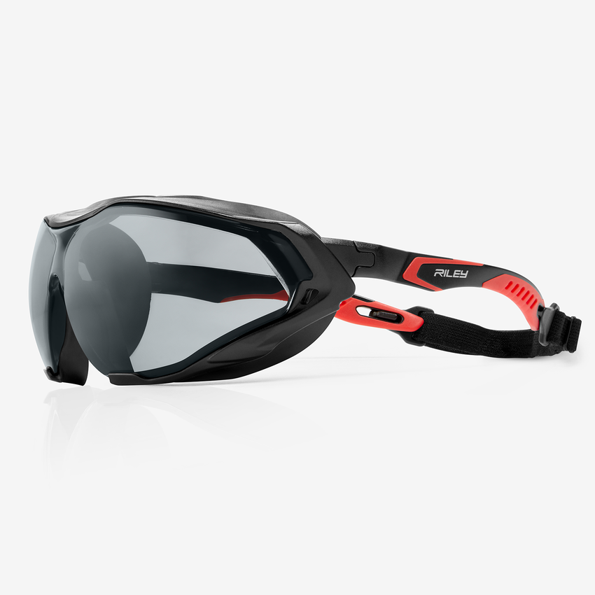 Sparta Pro&trade; Gray Performance Fog Technology Lens, Black and Red Frame Safety Glasses