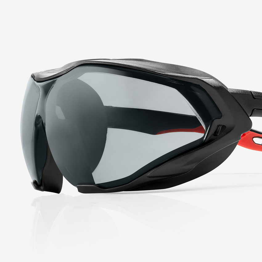 Sparta Pro&trade; Gray Performance Fog Technology Lens, Black and Red Frame Safety Glasses