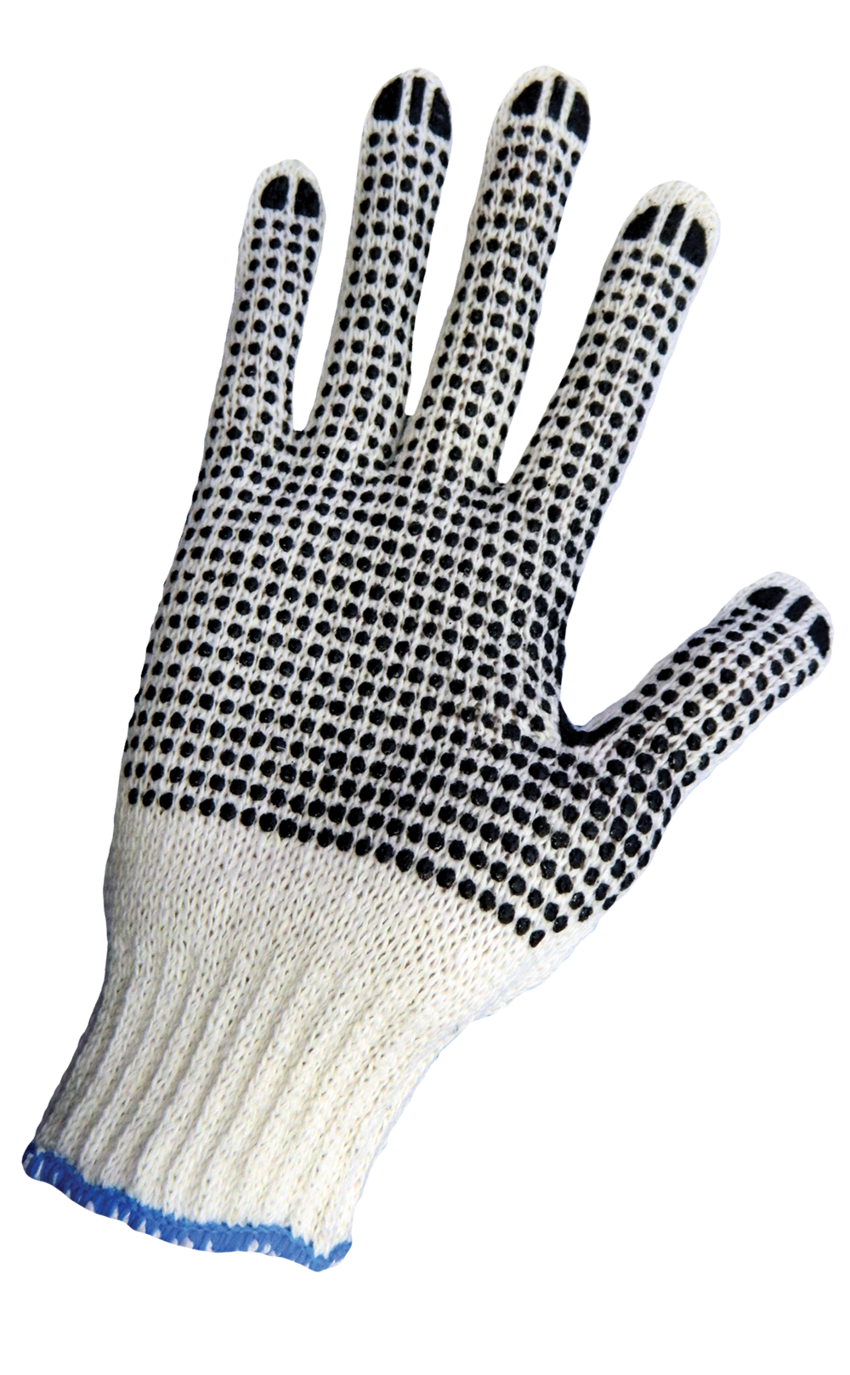 White Cotton/Polyester Dotted Gloves