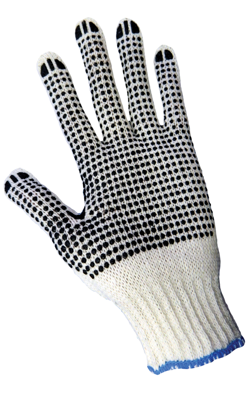 White Cotton/Polyester Dotted Gloves