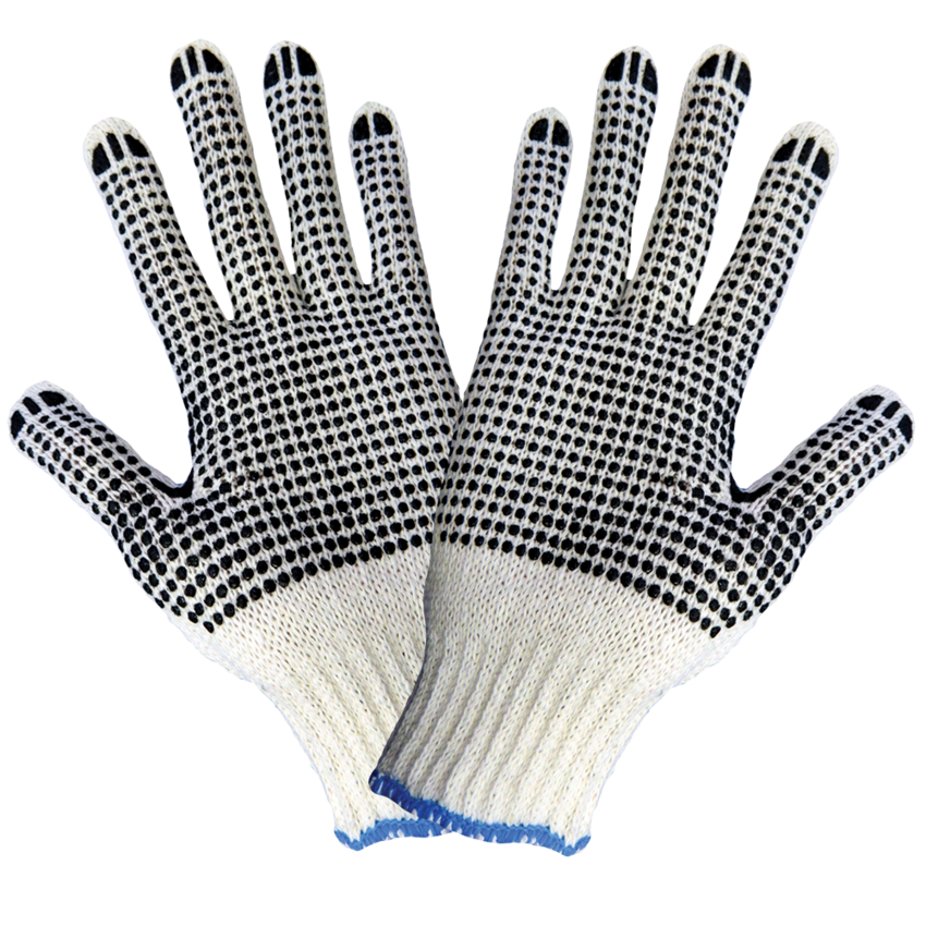 White Cotton/Polyester Dotted Gloves