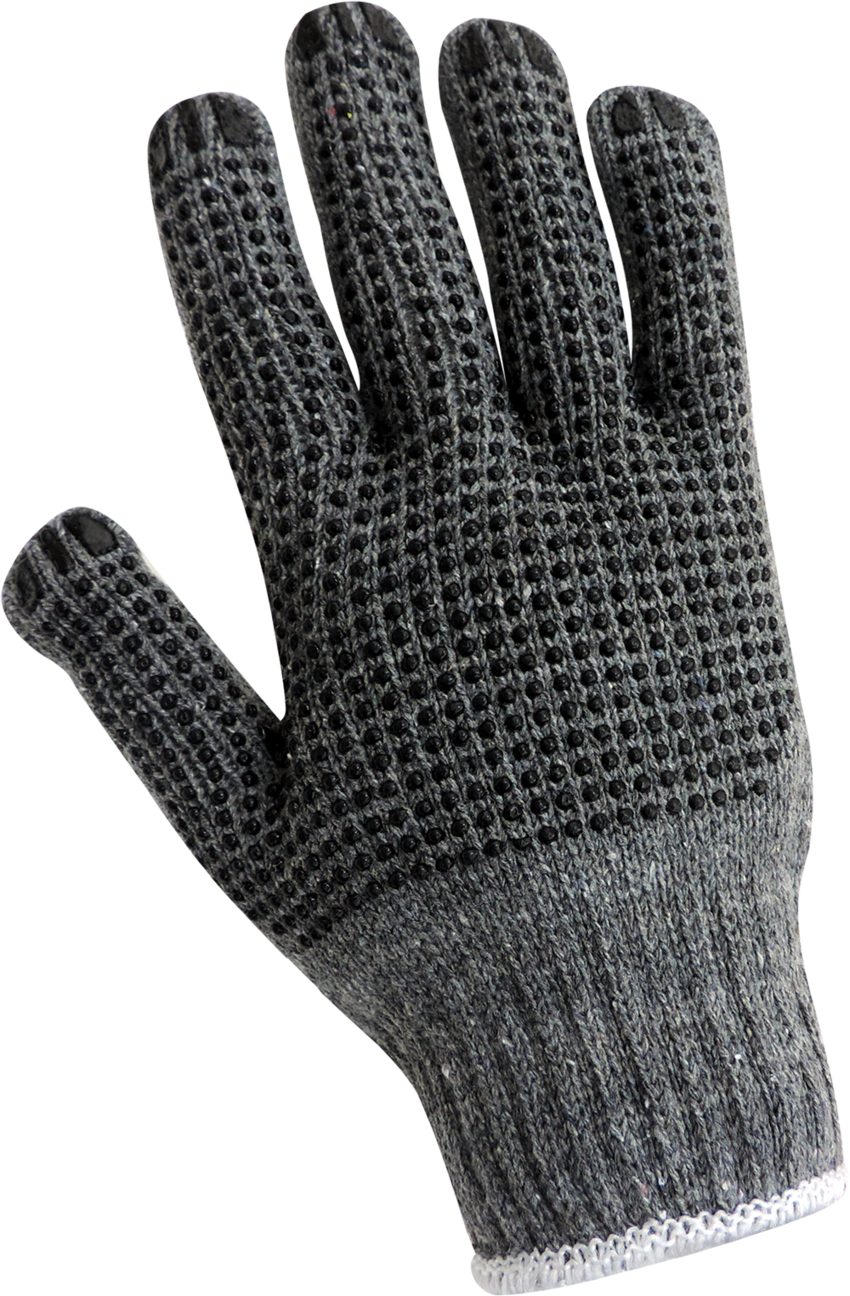 Gray Cotton/Polyester Dotted Gloves