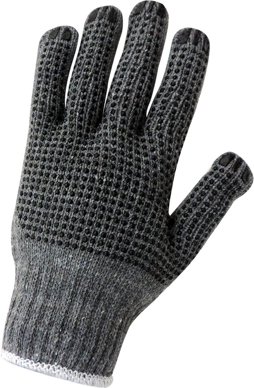 Gray Cotton/Polyester Dotted Gloves