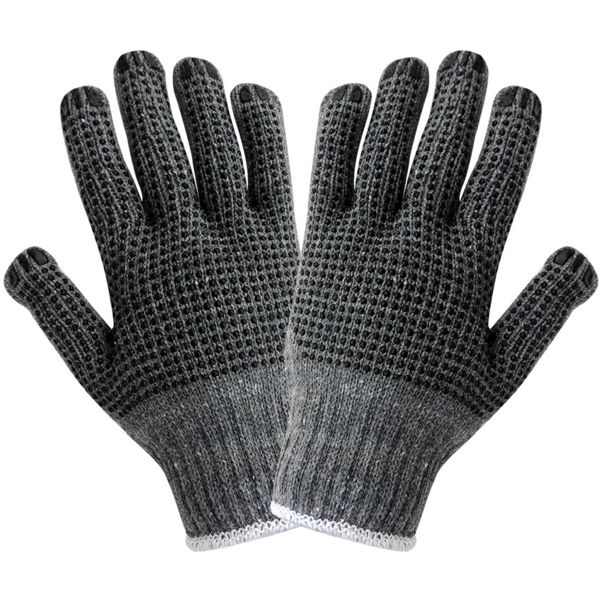 Gray Cotton/Polyester Dotted Gloves