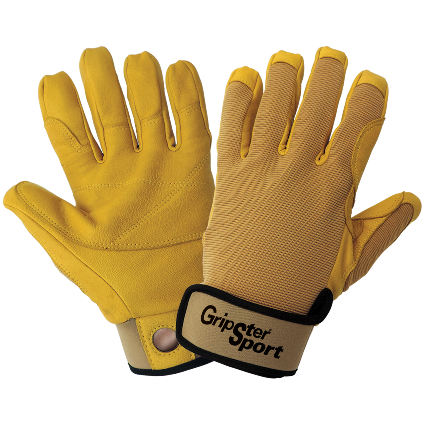 Gripster® Sport Ergonomic Premium-Grade Grain Goatskin Leather Palm Belaying/Rappelling Climbing Gloves