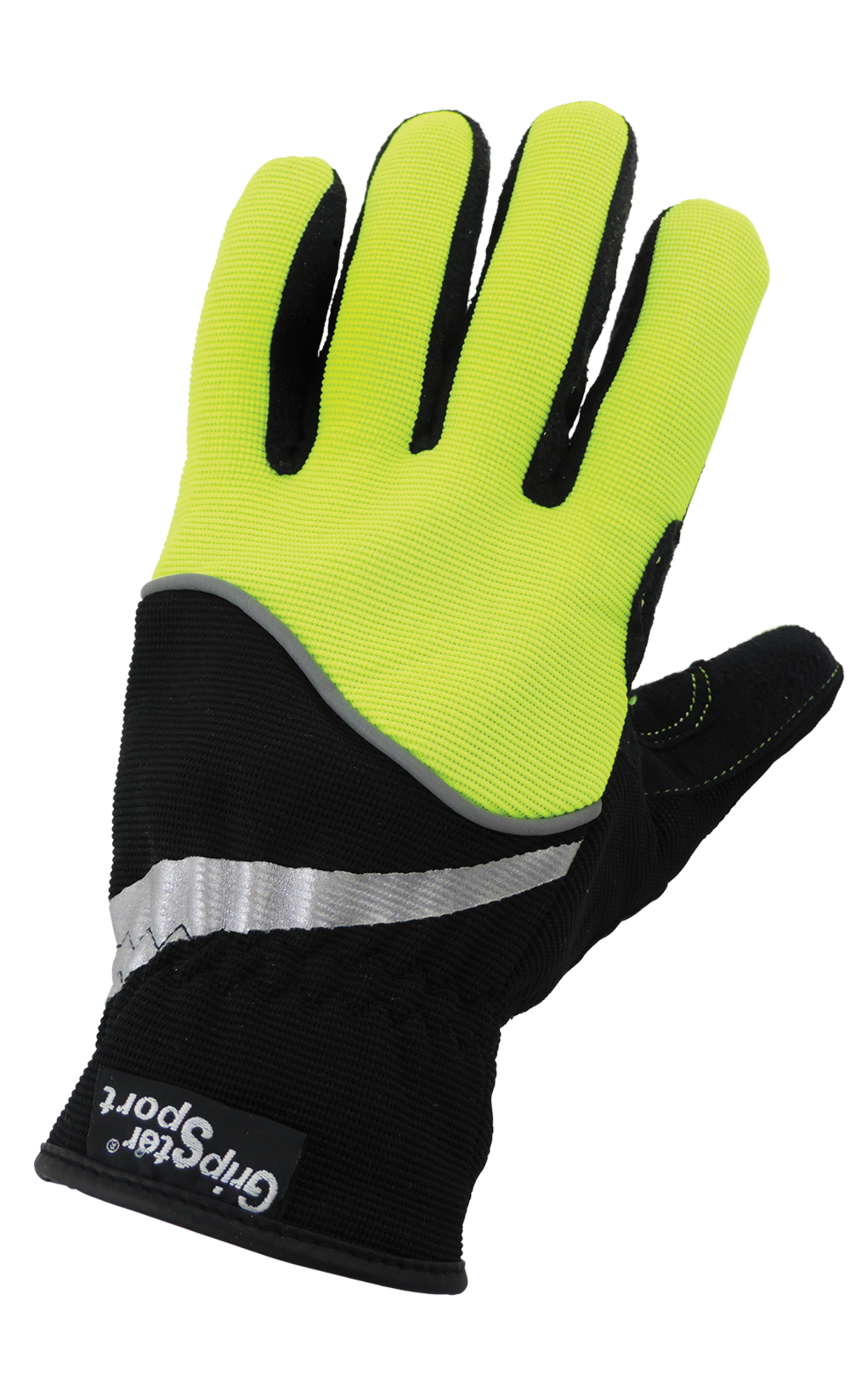 Gripster® Sport High-Visibility Synthetic Leather Palm Performance Mechanics Style Gloves with a Silicone Honeycomb-Patterned Palm and a Spandex Back - LIMITED STOCK