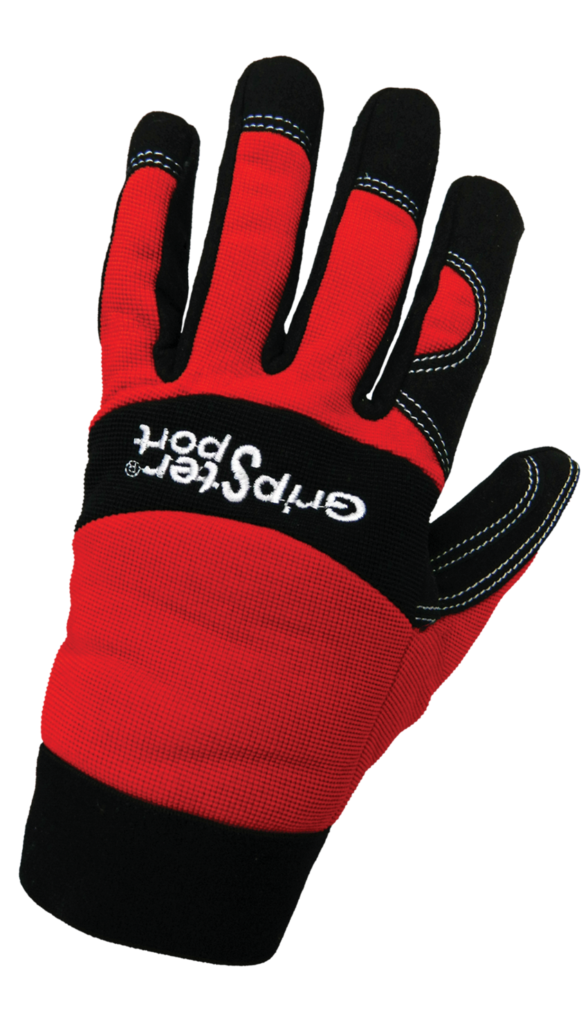 Gripster® Sport Synthetic Leather Palm Performance Mechanics Style Gloves with a Spandex Back