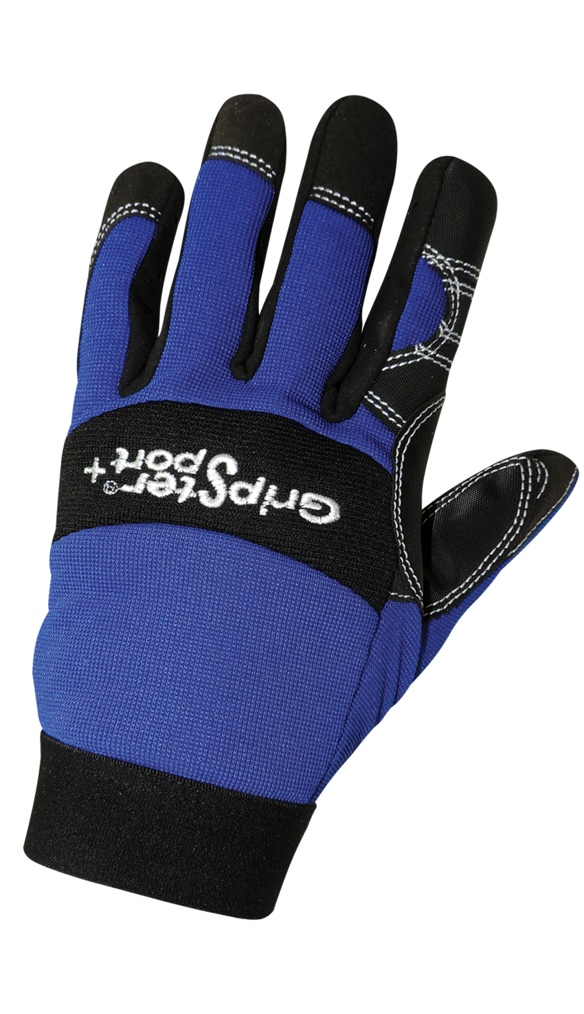 Gripster® Sport+ Synthetic Leather Palm Performance Mechanics Style Gloves with a Spandex Back