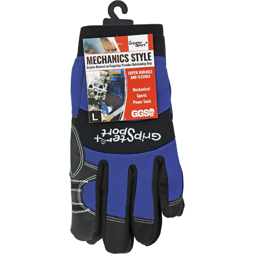 Gripster® Sport+ Synthetic Leather Palm Performance Mechanics Style Gloves with a Spandex Back