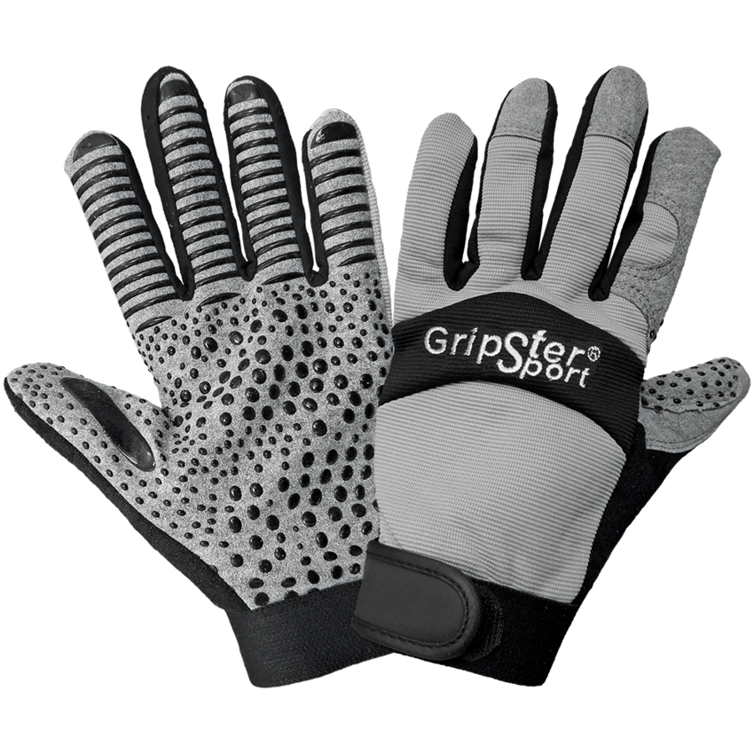 Gripster® Sport Synthetic Leather Palm Performance Mechanics Style Gloves with a Silicone Patterned Palm and Spandex Back