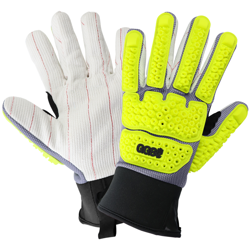 Vise Gripster&reg; Premium Impact Resistant Cotton Corded High-Visibility Gloves with Cut Resistant Liner
