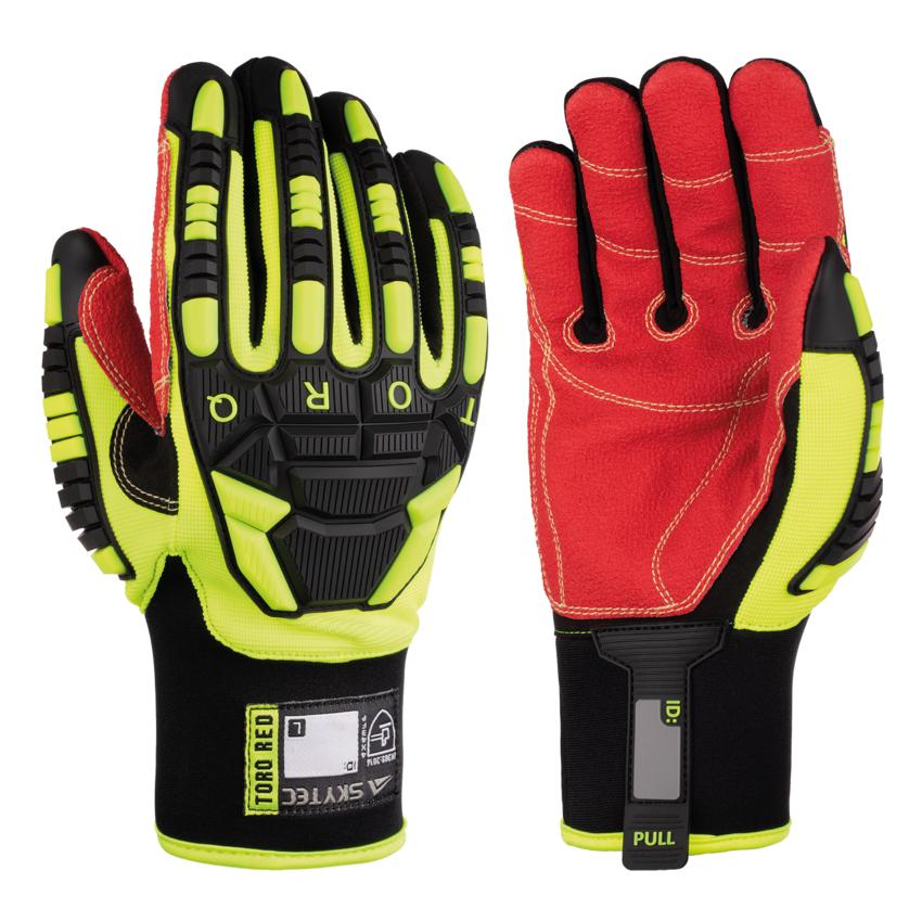 Torq Red F&trade; High-Visibility Cut and Impact Resistant Gloves with Synthetic Leather Palm