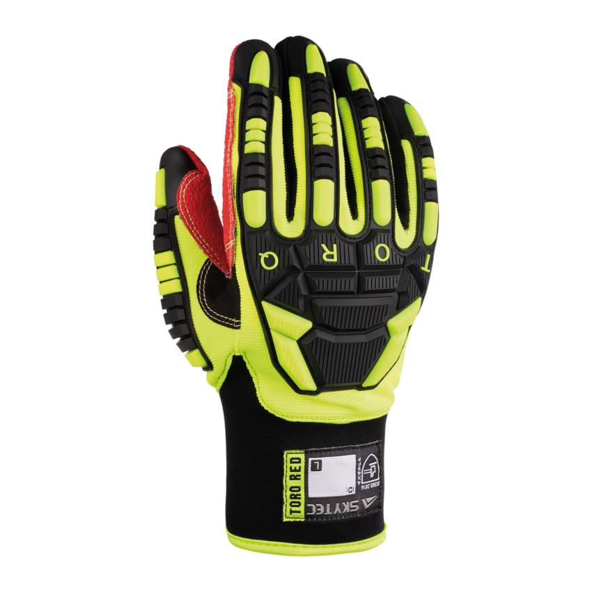 Torq Red F&trade; High-Visibility Cut and Impact Resistant Gloves with Synthetic Leather Palm