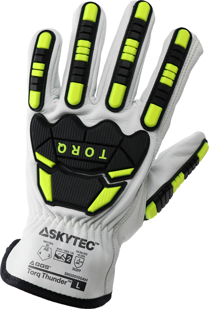 Torq Thunder&trade; Cut and Impact Resistant Premium Goatskin Leather Gloves with Tuffalene&reg; UHMWPE Liner