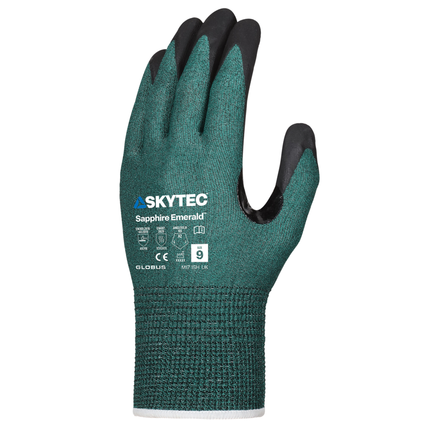 Sapphire Emerald&trade; Lightweight Cut Resistant Gloves with Nitrile Foam Coating and Palm Dots - LIMITED STOCK