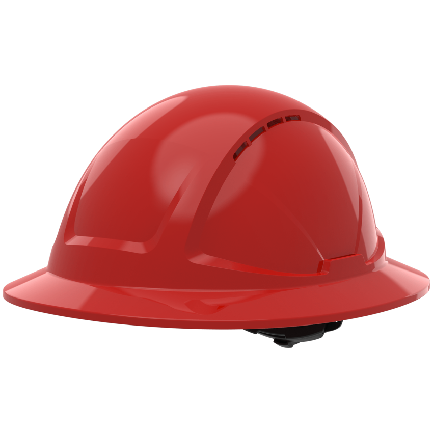 Skytec Radius Red Vented Full Brim Safety Helmet With CrossShield, Six-Point Textile Suspension and Wheel Ratchet - Class C