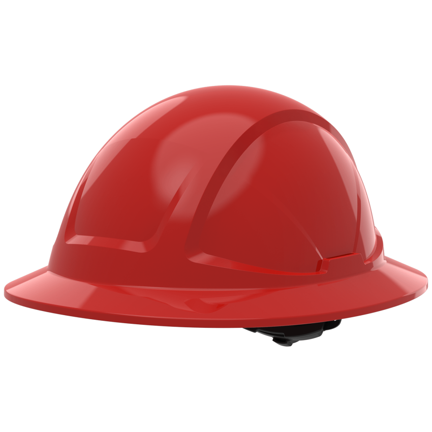 Skytec Radius Red Unvented Full Brim Safety Helmet With CrossShield, Six-Point Textile Suspension and Wheel Ratchet - Class E