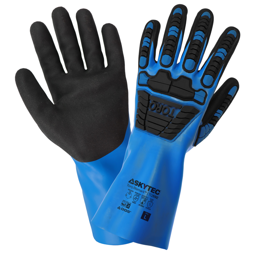 Torq Bismark&trade; Double-Dipped Nitrile, Supported, Chemical Impact Gloves with Multi-Hazard Protection