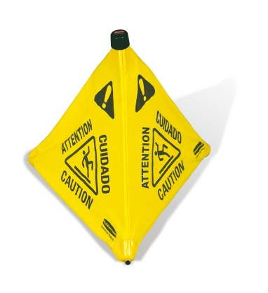 30 Inch Multilingual Three-Sided Caution, Wet Floor Safety Cone, 21w x 21d x 30h, Yellow