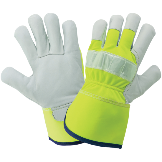 High-Visibility Canvas Back With Goatskin Leather Palm Gloves