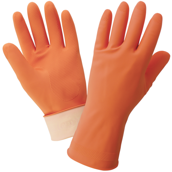 FrogWear® Orange 18-Mil Flock-Lined Latex Diamond Pattern Grip Unsupported Gloves